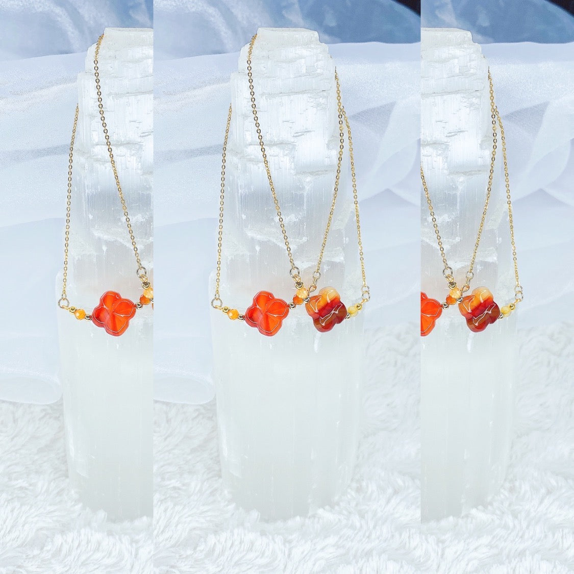 Carnelian Clover Anklets