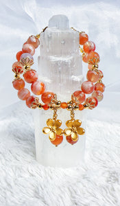 Flower Agate x Carnelian ~ Golden Sakura Drop