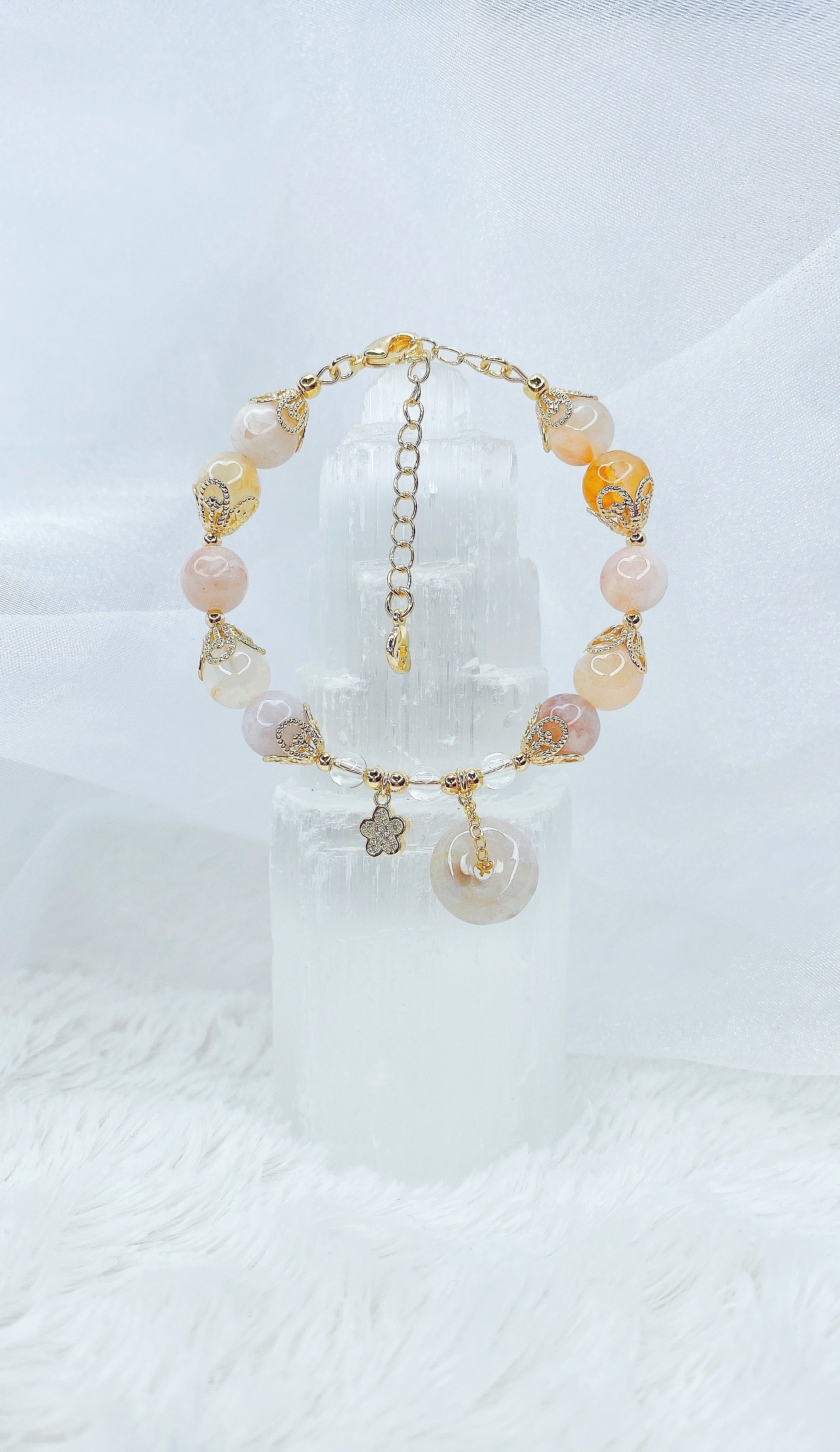 Flower Agate Mini Donut Carving - Bangle