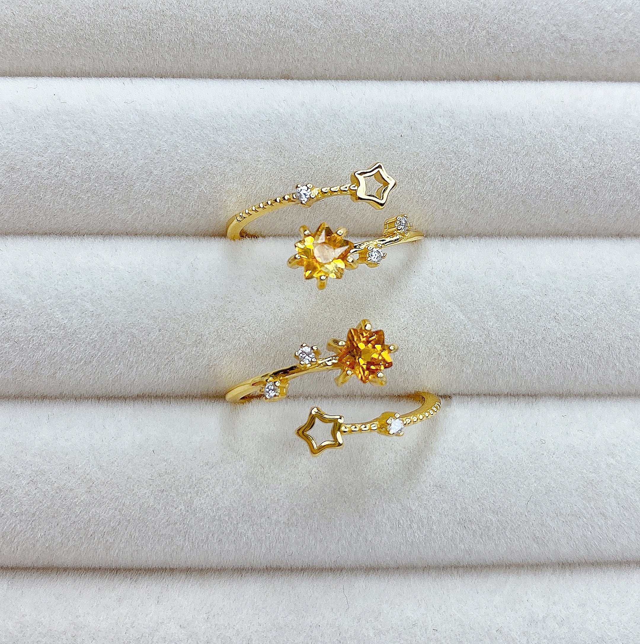 Citrine Shooting Star Rings