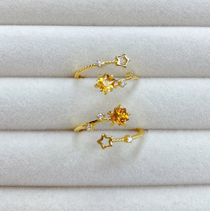 Citrine Shooting Star Rings