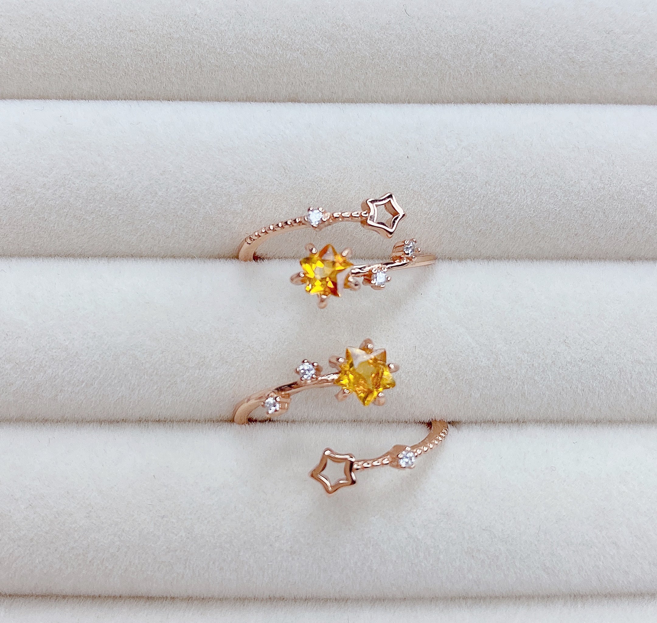 Citrine Shooting Star Rings