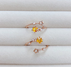 Citrine Shooting Star Rings