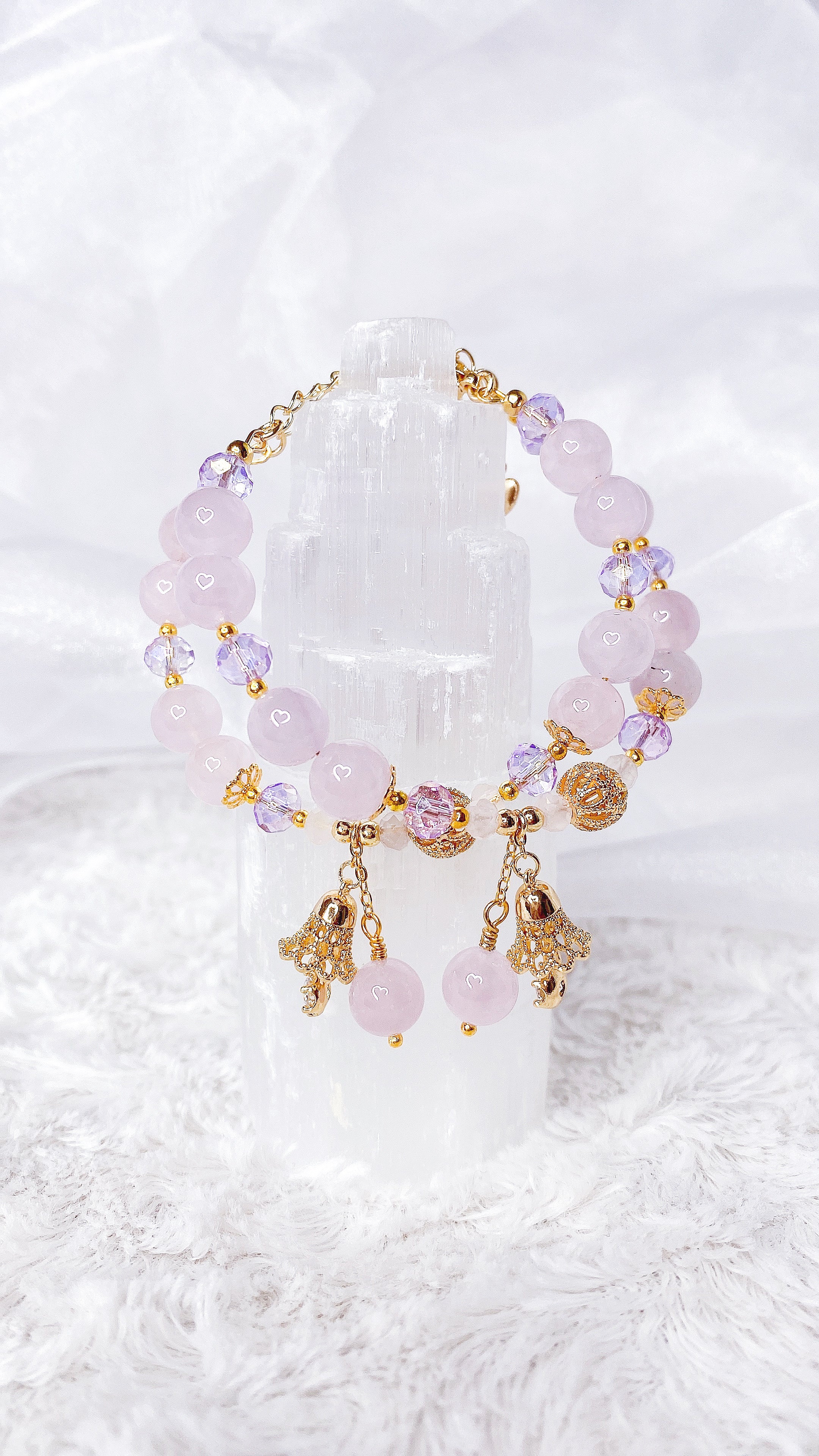 Purple Rose Quartz Bells