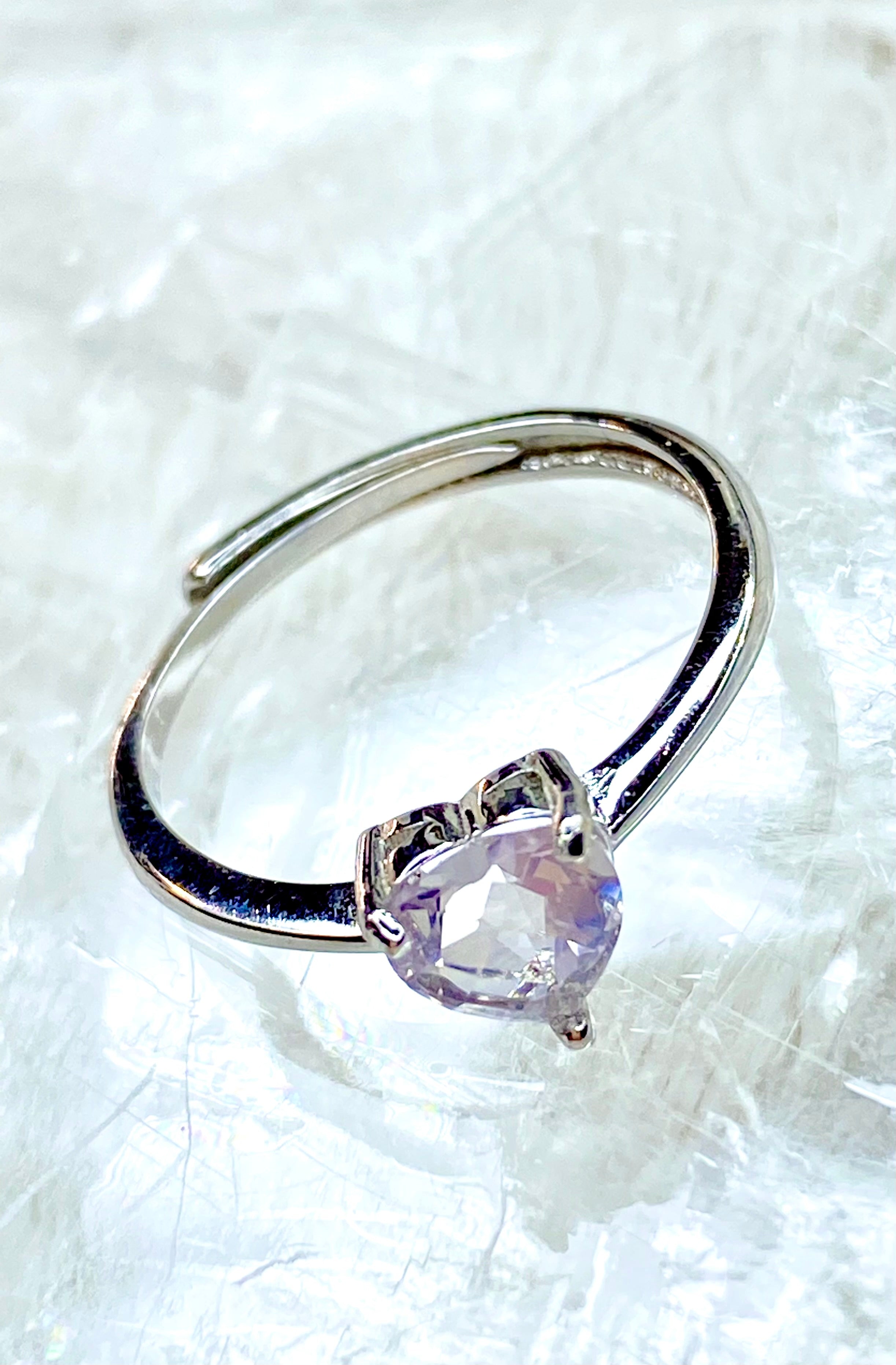 Lavender Moon Quartz Heart Ring