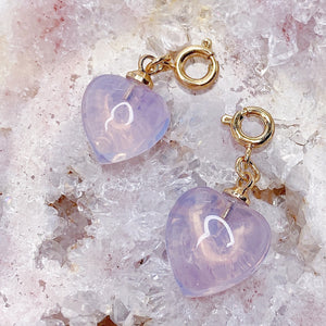 Lavender Moon Quartz Heart Pendant Charms